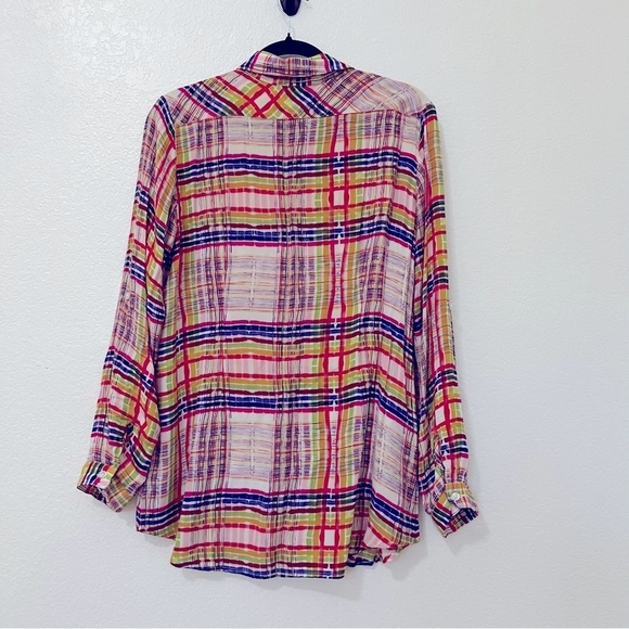 CAbi Button Down Colorful Plaid Blouse Top Long Sleeve SZ M - Picture 10 of 15
